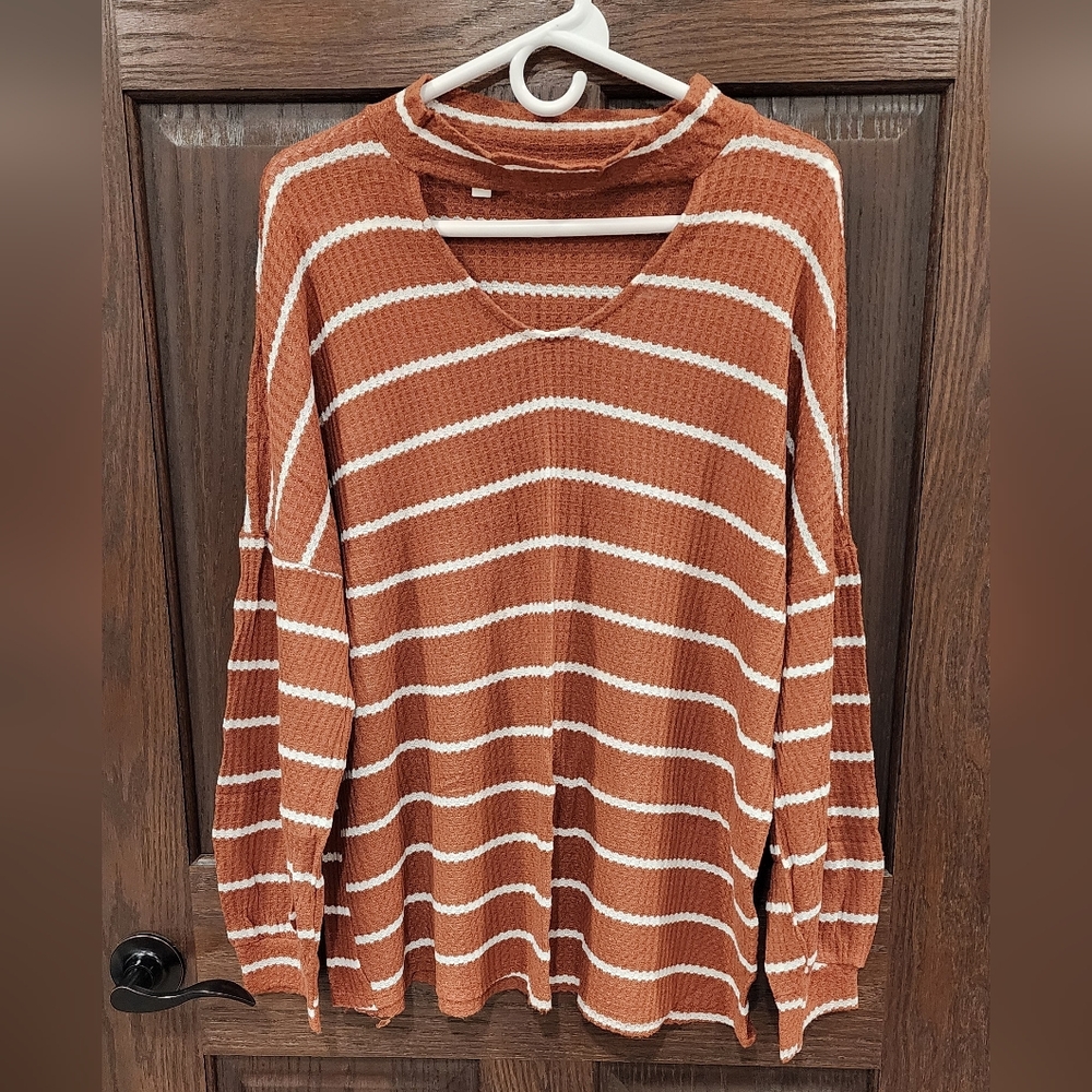 Hailey & Co Striped Waffle Knit Shirt